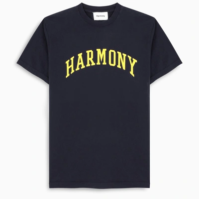Harmony Paris Navy Logo-print T-shirt In Blue