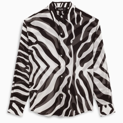 Dsquared2 Zebra-print Long Shirt In Multicolor
