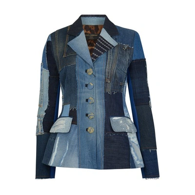 Dolce & Gabbana Patchwork Denim Jacket In Denim Blue