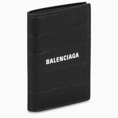 Balenciaga Crocodile Printed Continental Wallet In Black