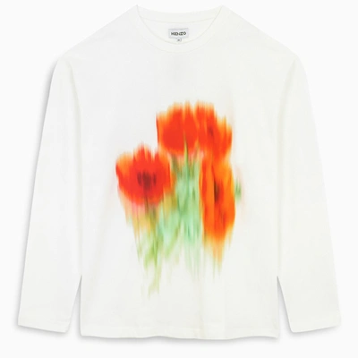 Kenzo White T-shirt With Blurred Print