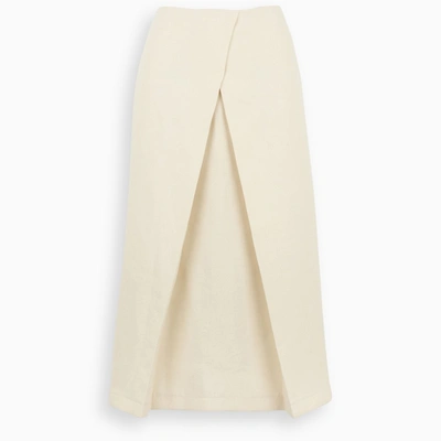 Le 17 Septembre Ivory Linen Flared Skirt In White