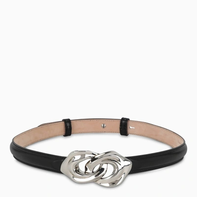 Alexander Mcqueen Black Belt With Silver Buckle