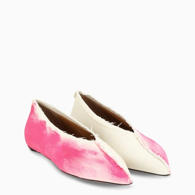 Marni Pink And White Pointed Ballerinas