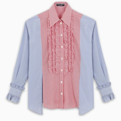 Dolce & Gabbana Pink And Blue Shirt Long Sleeve In Multicolor