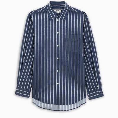 Phipps Navy And White Striped Shirt In Blue