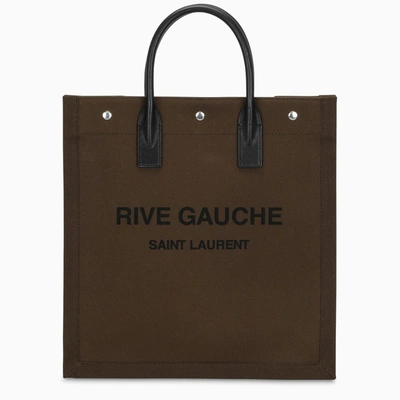 Saint Laurent Black/dark Khaki Rive Gauche N/s Bag In Green