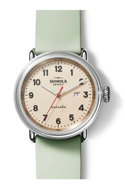 Shinola Detrola The Mint Condition Silicone Strap Watch, 43mm In Natural/green