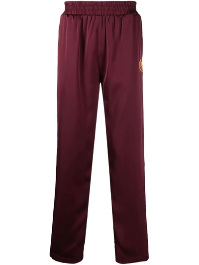 Bel-air Athletics Embroidered Logo Crest Trousers Bordeaux In Red