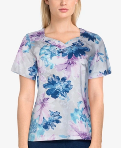 Alfred Dunner Plus Size Classics S1 Watercolor Top In Multi
