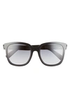 Moncler 55mm Mirrored Square Sunglasses In Shiny Black / Gradient Smoke