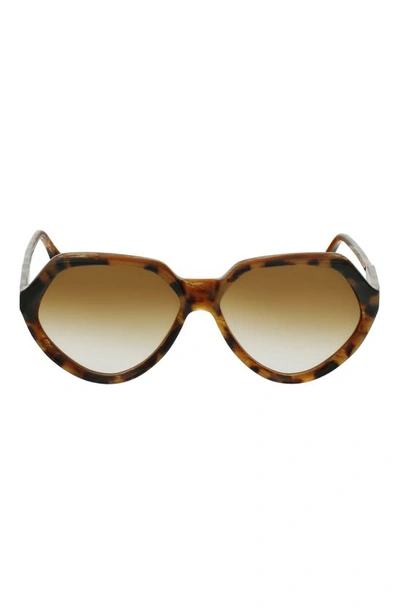 Victoria Beckham 60mm Gradient Rectangle Sunglasses In Havana/ Horn