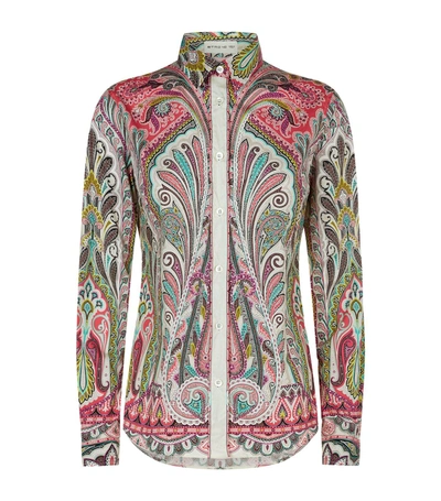 Etro Paisley Printed Cotton Blouse In Pink