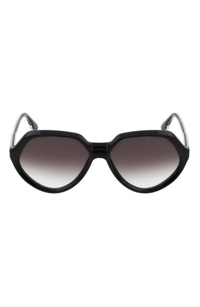 Victoria Beckham 60mm Gradient Rectangle Sunglasses In Black/ Black