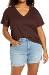 Madewell Whisper Cotton V-neck T-shirt In Chocolate Raisin