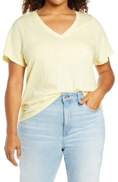 Madewell Whisper Cotton V-neck T-shirt In Lemon Custard