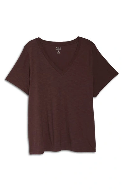 Madewell Whisper Cotton V-neck T-shirt In Muted Plum