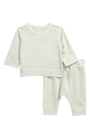 Nordstrom Babies' Print Fleece Sweatshirt & Pants Set In Green Hush
