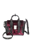 3.1 Phillip Lim / フィリップ リム Pashli Mini Satchel Black Leather And Bordeaux Velvet Handbag In Syrah