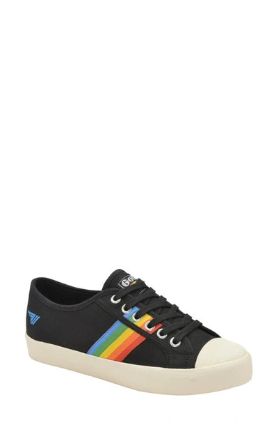 Gola Coaster Rainbow Striped Sneaker In Black/ Multi