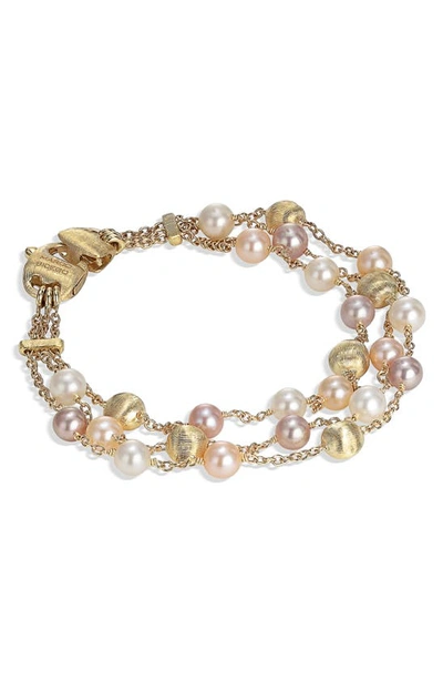 Marco Bicego Africa 18k Yellow Gold & Pearl Three-strand Bracelet In Yellow Gold/ Pearl