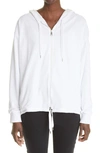 Moncler Logo Reversible Zip Front Hoodie In 001 White