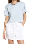 Open Edit Boxy Crop T-shirt In Blue Feather