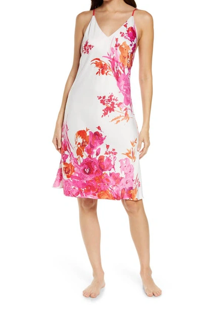 Natori Bloom Floral Satin Chemise In Ala