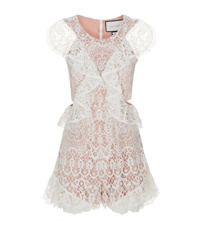 Alexis Bar Ruffle Lace Playsuit In Ivory