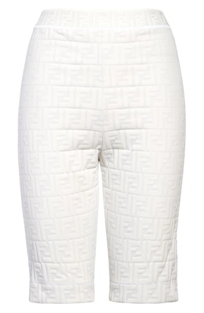 Fendi Rama Ff Logo Bike Shorts In Milk White