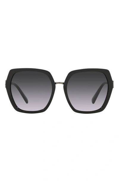 Valentino 57mm Geometric Sunglasses In Black/ Gradient Black