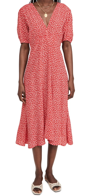 Faithfull The Brand Sonja Red Floral-print Midi Dress