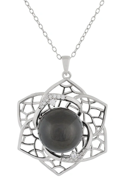 Splendid Pearls Fancy Round 9-10mm Tahitian Pearl Sterling Silver Necklace In Black