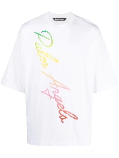 Palm Angels Miami Logo Loose Cotton Jersey T-shirt In White