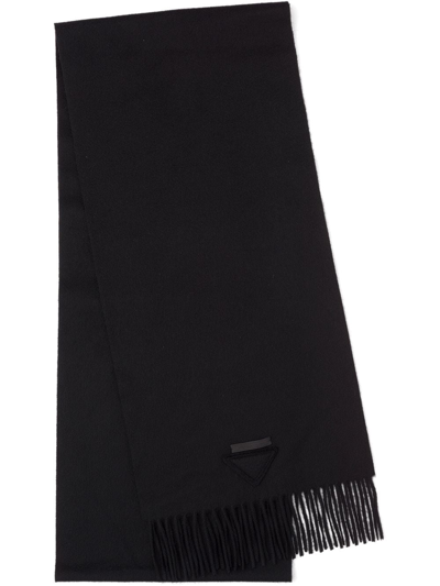Prada Solid-colour Cashmere Scarf In Black