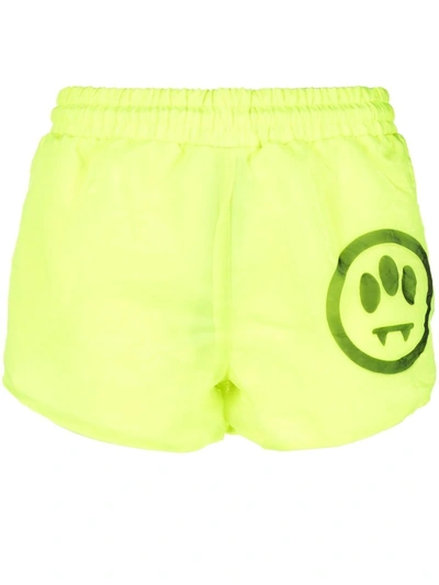 Barrow Smile-print Track Shorts In Yellow