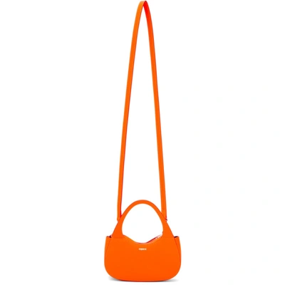 Coperni Swipe Baguette Handbag In Orange Leather In Neon Orange