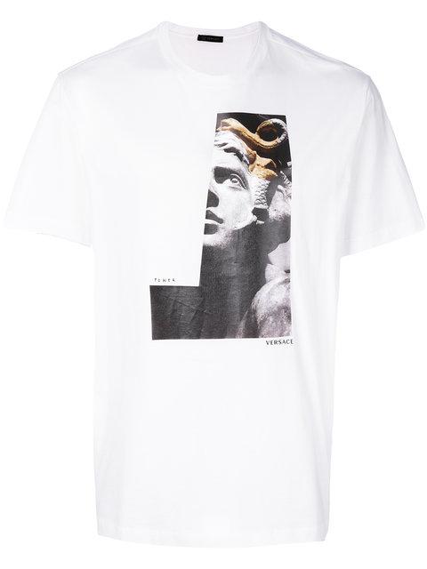 Versace Medusa Print T-shirt In Bianco | ModeSens