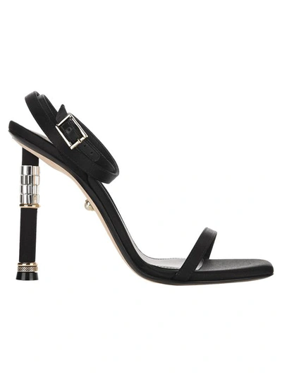 Alevì Black Satin Letizia Sandals