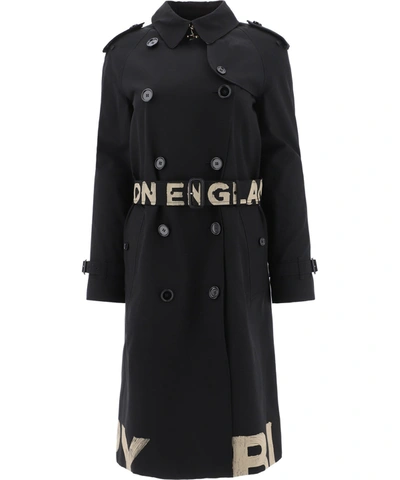 Burberry Gabardine Trench Coat In Black