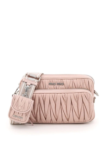 Miu Miu Quilted Camera Bag With Pouch In Pink