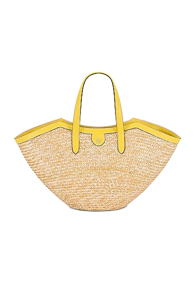 Mark Cross Madeline Straw Basket Bag In Lemon (beige)