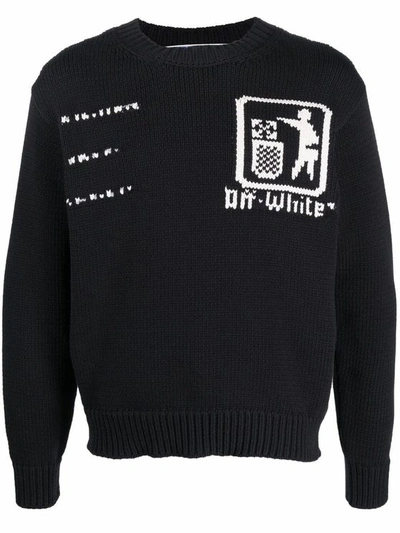 Off-white Men's Omhe085s21kni0021001 Black Cotton Sweater