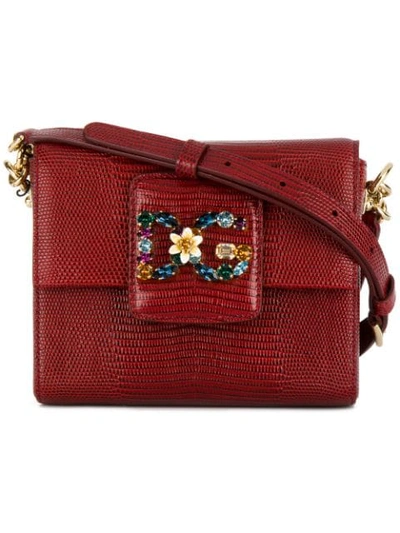 Dolce & Gabbana Millennials Embellished Lizard-effect Leather Shoulder Bag In 80303