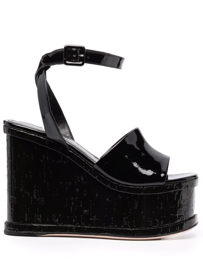 Haus Of Honey 125mm Lacquer Doll Patent Leather Wedges In Black