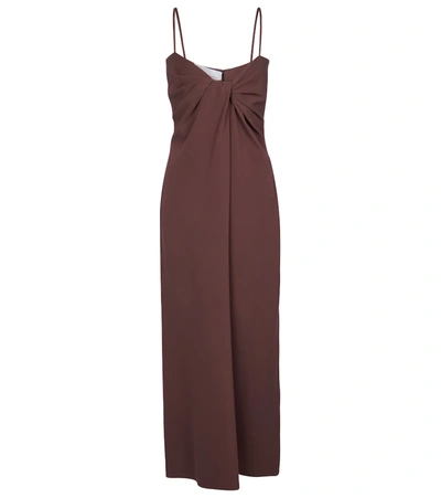 Valentino Stretch-cady Slip Dress In Brown