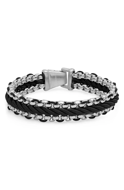 Hmy Jewelry Two-tone Black Ip Stainless Steel Bracelet In Metallic