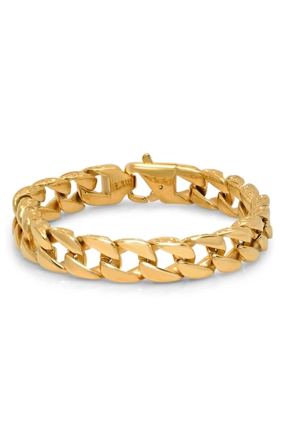 Hmy Jewelry 18k Gold Plated Stainless Steel Curb Chain Bracelet In Yellow