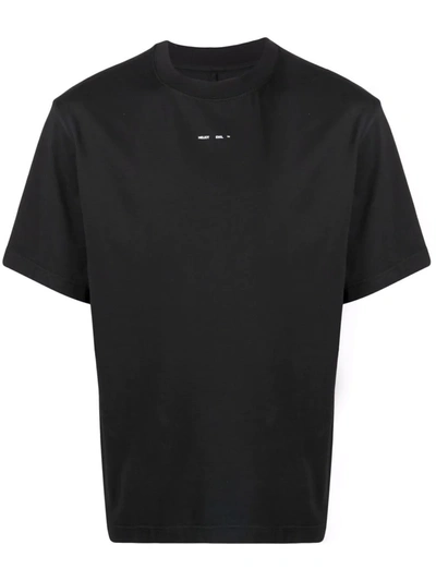 Heliot Emil Scoop-neck Brand-print Cotton T-shirt In Black