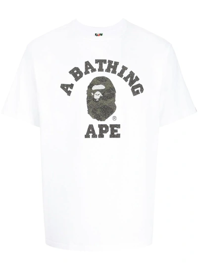 A Bathing Ape Logo印花t恤 In Weiss